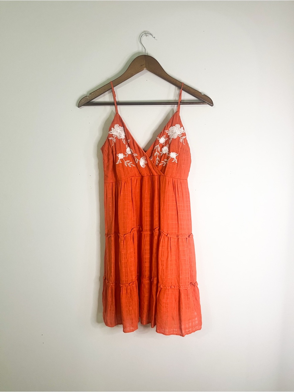 Altar'd State rust/ orange sundress white floral embroidery Small
